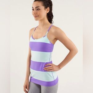 Lululemon Power Y Tank Luon Light Bold Stripe Power Purple Tank Top Size 10